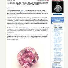 Pricescope - LEIBISH & CO. TO PRESENT RARE PINK DIAMOND AT HONG KONG JEWELRY SHOW