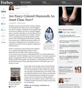 Forbes - Are Fancy Colored Diamonds An Asset Class Now?