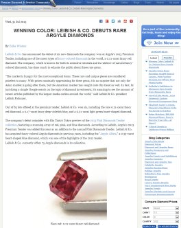 Pricescope - WINNING COLOR: LEIBISH & CO. DEBUTS RARE ARGYLE DIAMONDS