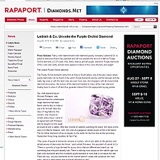 Rapaport -  Leibish & Co. Unveils the Purple Orchid Diamond