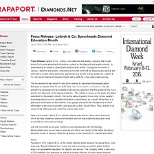 Press Release: Leibish & Co. Spearheads Diamond Education Month