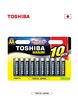 10 סוללות TOSHIBA AA אלקליין תוצרת יפן 