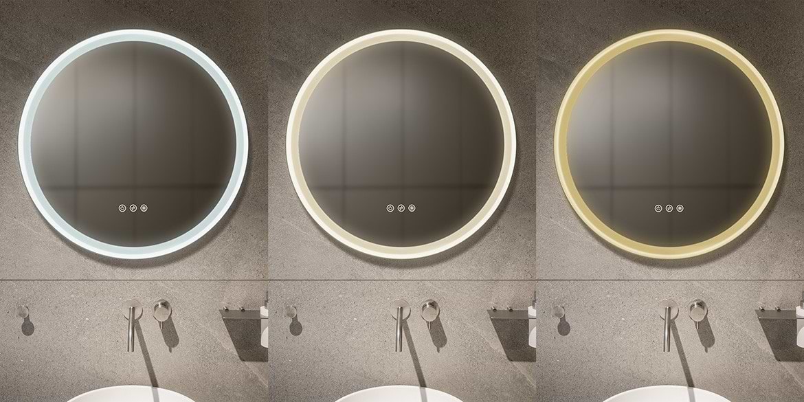 Ronde spiegel. ronde badkamerspiegel met LED verlichting. Twee uitvoeringen, drie afmetingen. B DUTCH design ronde spiegel badkamer.