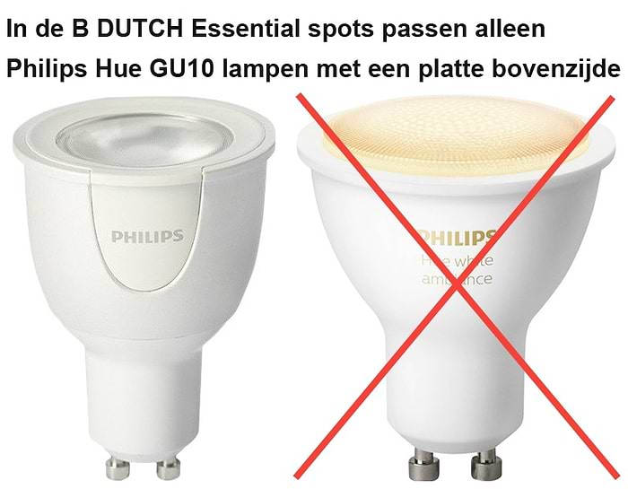Philips Hue GU10 lichtbron, led spot voor B DUTCH Essential spots.