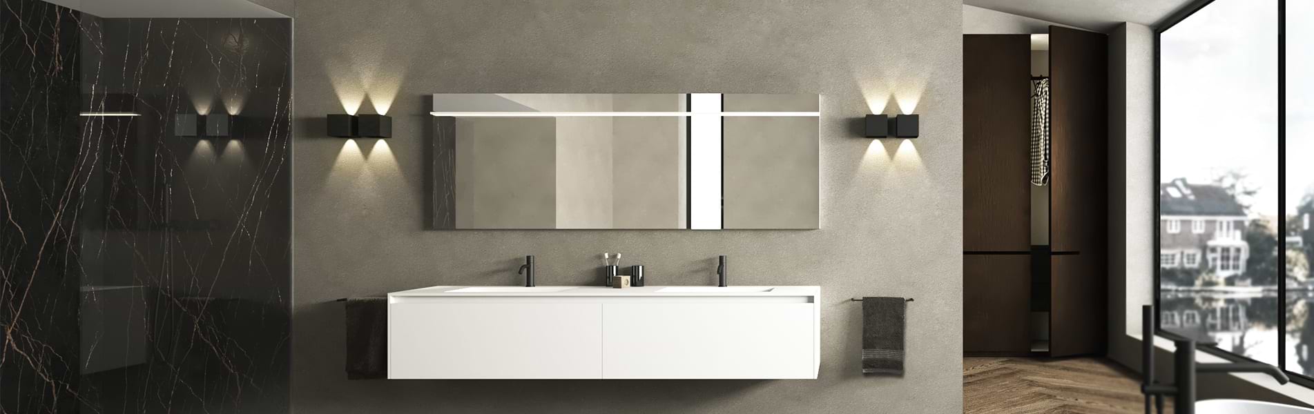 B Dutch badkamermeubel Juve Greep uitgevoerd in Corian. Badkamer inspiratie opdoen bij B Dutch.