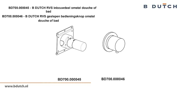 Bedieningsknop omstel inbouwdeel omstel voor B DUTCH badkraan en voor B DUTCH douchekraan. Zeer hoogwaardig geslepen RVS. B DUTCH biedt een topkwaliteit design collectie RVS badkranen, een compleet assortiment.