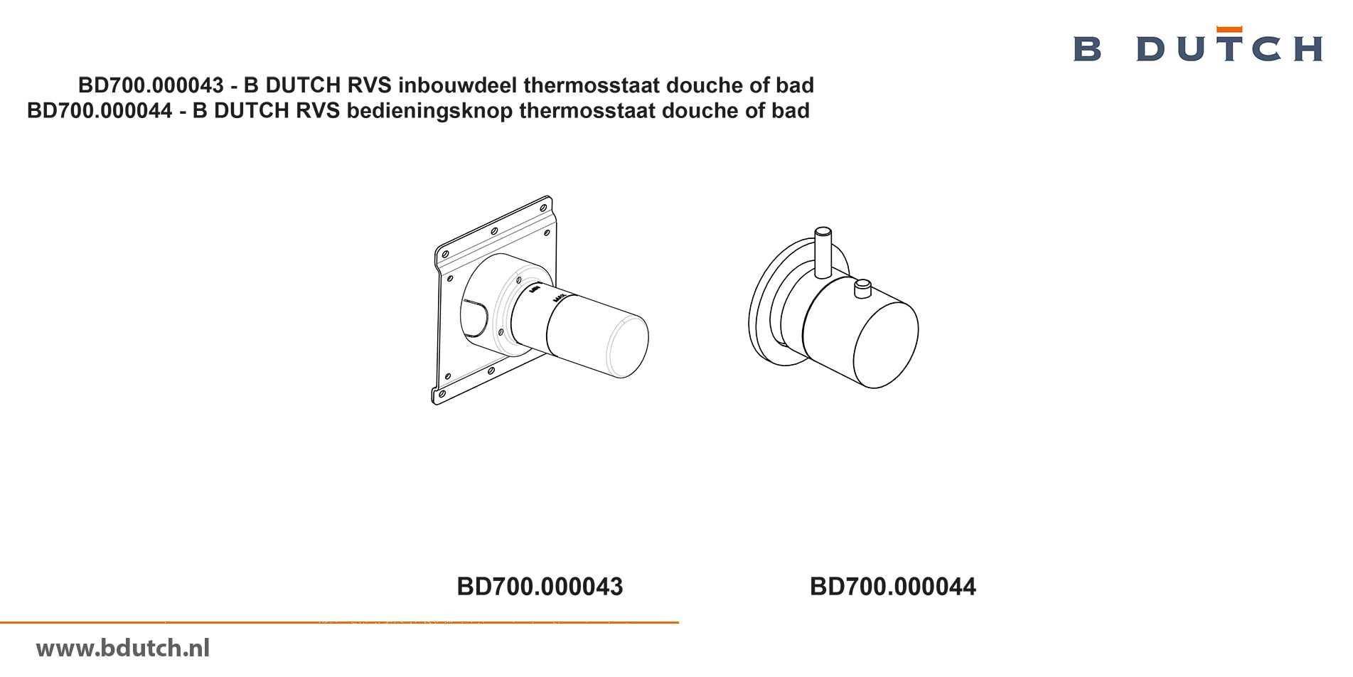 Bedieningsknop inbouwdeel thermosstaatkraan, voor B DUTCH thermosstaat badkraan en voor B DUTCH thermosstaat douchekraan. Zeer hoogwaardig geslepen RVS. B DUTCH biedt een topkwaliteit design collectie RVS badkranen, een compleet assortiment.