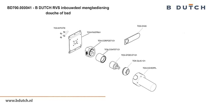 Bedieningsknop inbouwdeel mengkraan, voor B DUTCH badkraan en voor B DUTCH douchekraan. Zeer hoogwaardig geslepen RVS. B DUTCH biedt een topkwaliteit design collectie RVS badkranen, een compleet assortiment.