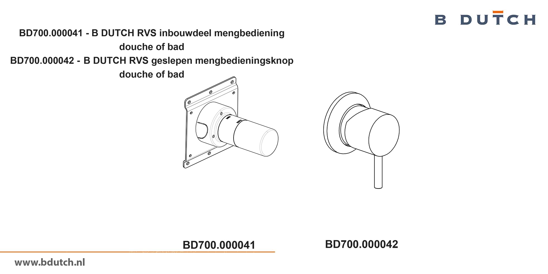 Bedieningsknop inbouwdeel mengkraan, voor B DUTCH badkraan en voor B DUTCH douchekraan. Zeer hoogwaardig geslepen RVS. B DUTCH biedt een topkwaliteit design collectie RVS badkranen, een compleet assortiment.