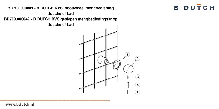 Bedieningsknop inbouwdeel mengkraan, voor B DUTCH badkraan en voor B DUTCH douchekraan. Zeer hoogwaardig geslepen RVS. B DUTCH biedt een topkwaliteit design collectie RVS badkranen, een compleet assortiment.