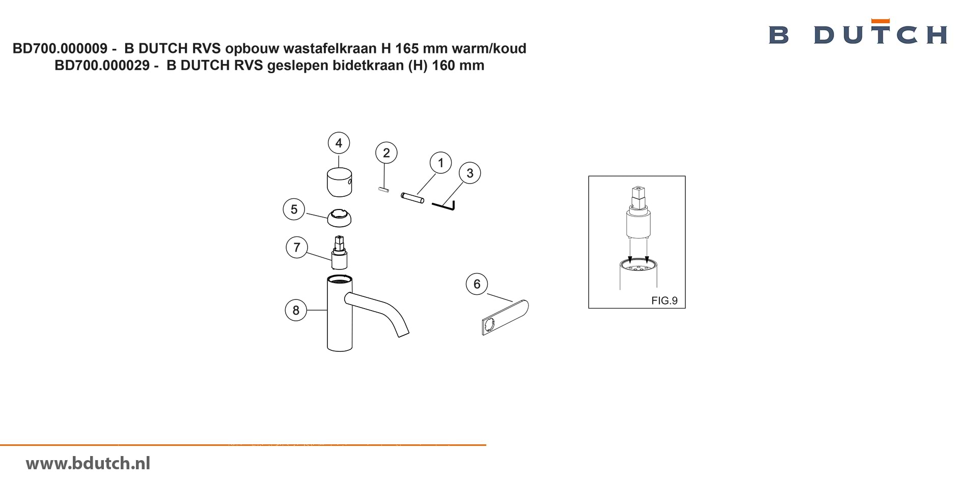 Bidetkraan en wastafelkraan van zeer hoogwaardig geslepen RVS. RVS Bidetkraan en RVS Wastafelkraan uit de badkamer collectie van B DUTCH. B DUTCH biedt een compleet assortiment zeer hoogwaardig geslepen RVS kranen voor badkamers.