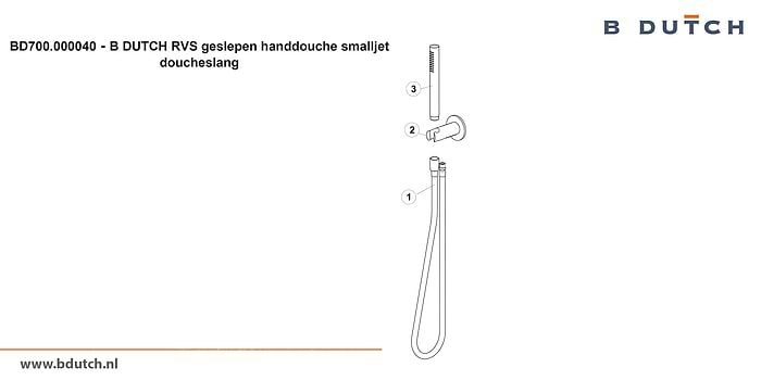 Handdouche, smalljet doucheslang van B DUTCH. Zeer hoogwaardig geslepen RVS handdouche. Bekijk de design kranen van zeer hoogwaardig RVS van B DUTCH. Topkwaliteit badkranen.