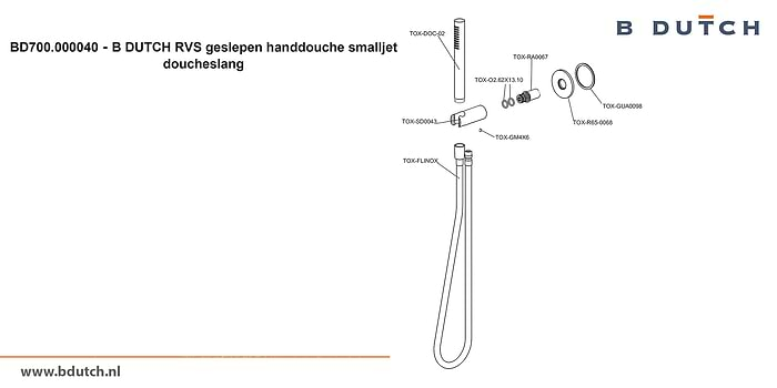 Handdouche van B DUTCH. Zeer hoogwaardig geslepen RVS handdouche. Bekijk de design kranen van zeer hoogwaardig RVS van B DUTCH. Topkwaliteit badkranen.