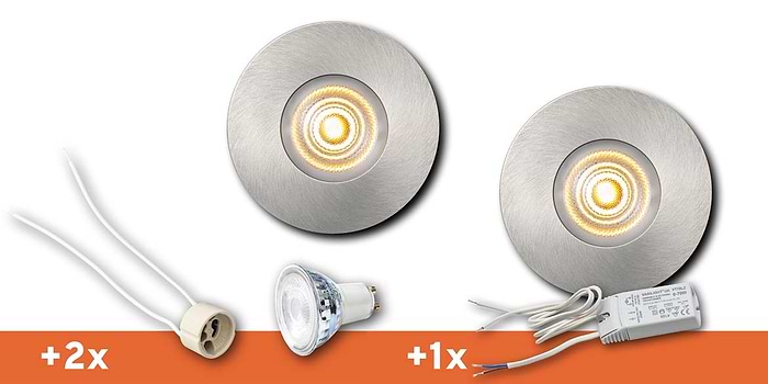 <b>SET 2 SPOTS</b> B DUTCH LED inbouwspot badkamer / veranda, Round Essential IP65 Aluminium (diameter 85 mm x hoogte 30 mm)incl. LED MR16 (GU5.3) lichtbronnen, fittingen en driver.