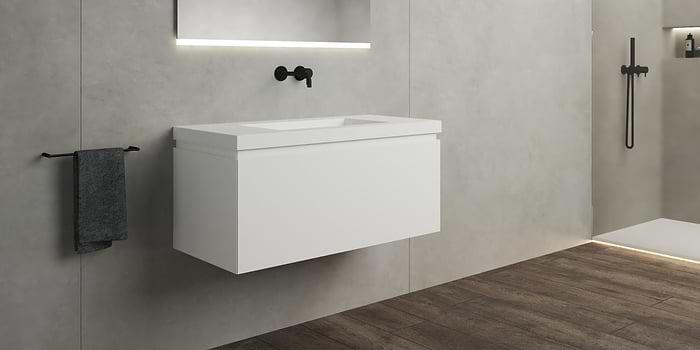 B DUTCH Sorrento Badkamermeubel 1000, 100 cm, Solid Surface Corian