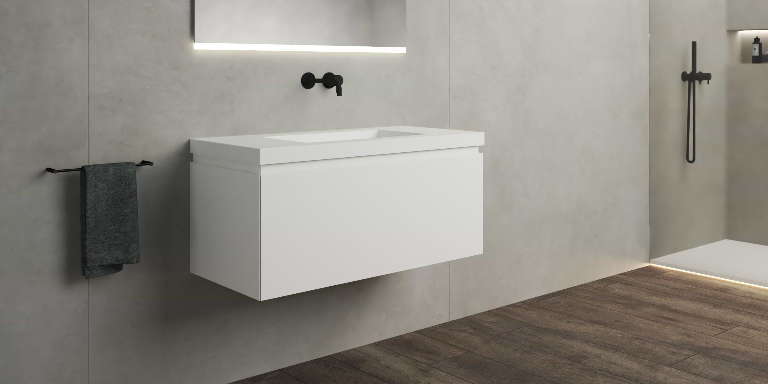 B DUTCH Sorrento Badkamermeubel 1000, 100 cm, Solid Surface Corian