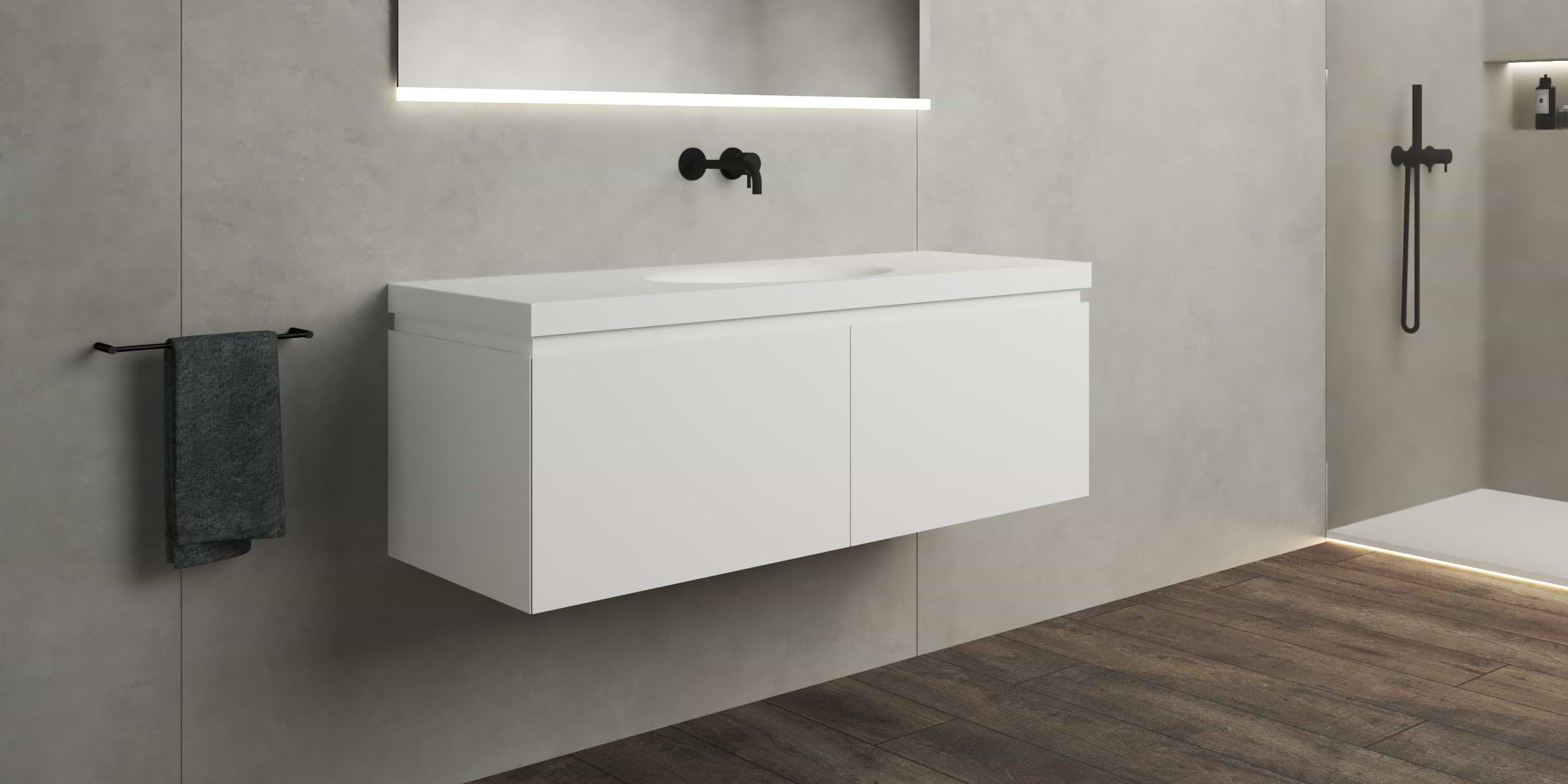 B DUTCH Sorrento Badkamermeubel 1300, 130 cm, Solid Surface Corian