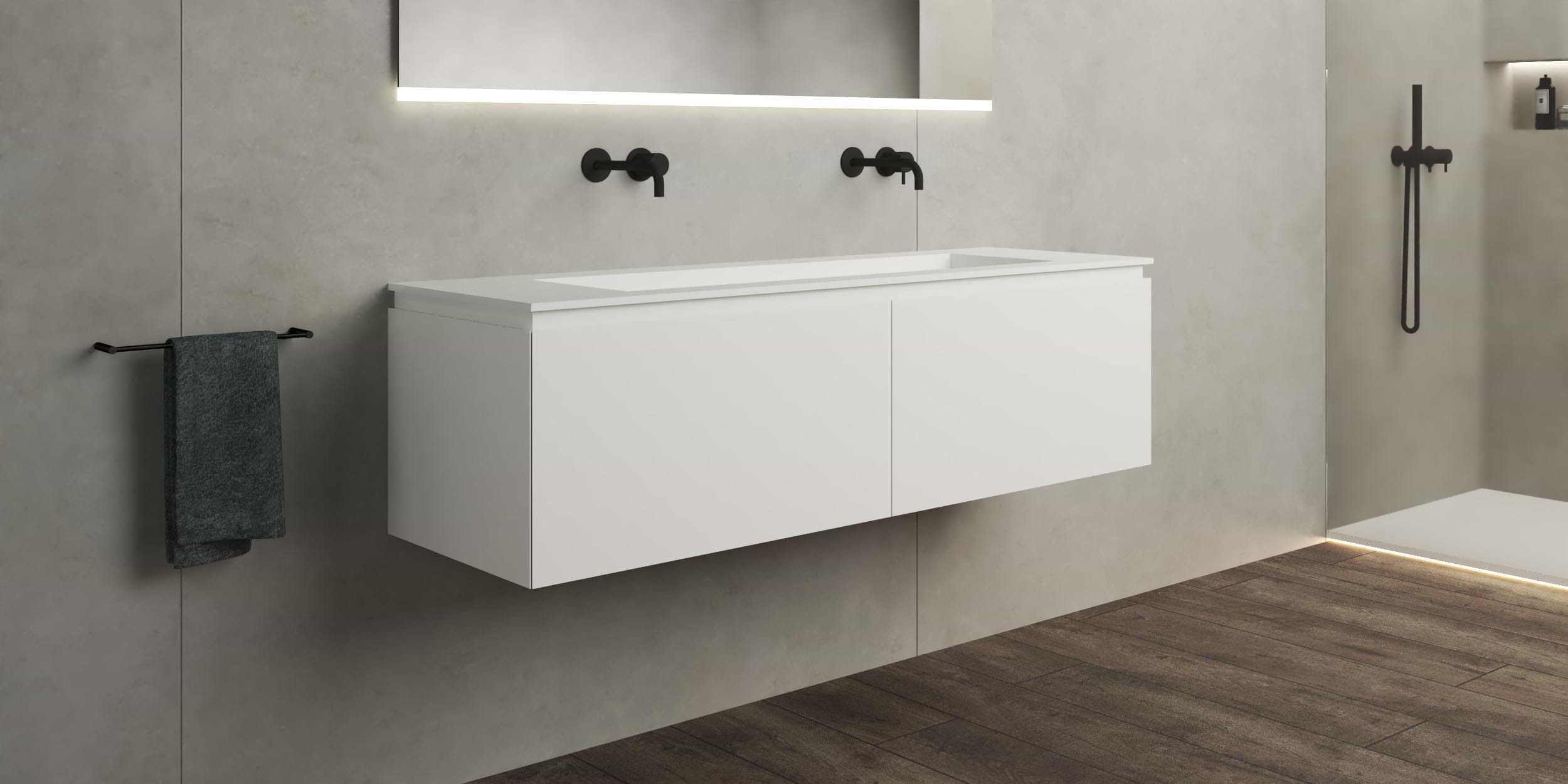 B DUTCH Sorrento Badkamermeubel 1500, 150 cm, Solid Surface Corian