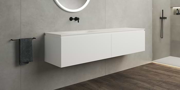 B DUTCH Sorrento Badkamermeubel 1900, 190 cm, Solid Surface Corian