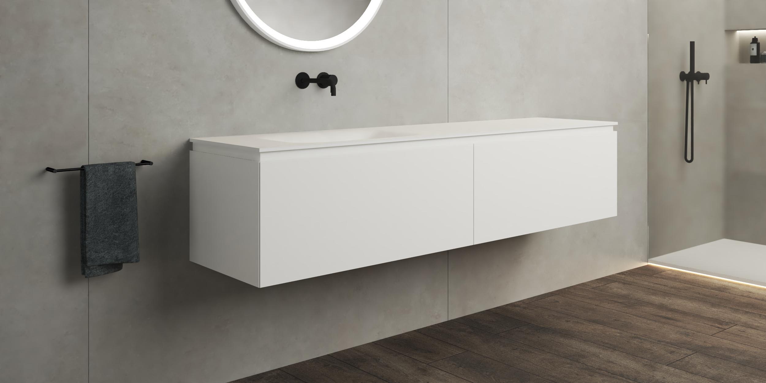 B DUTCH Sorrento Badkamermeubel 1900, 190 cm, Solid Surface Corian