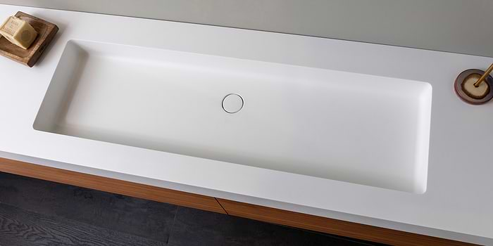 Corian wastafel grote wasbak voor twee personen. Model Saint Lucia Large van B Dutch.