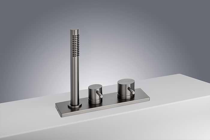 Opbouwset badmengkraan met handdouche in Gun Metal afwerking