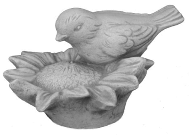 Fugl på solsikke - betonfigur - 10 cm