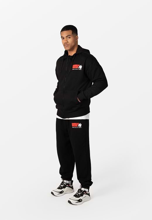 Classic Oversized Zipped Hoodie - Black - S Gorilla Wear