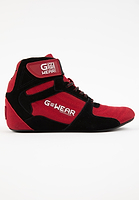 Black and red high top sneakers discount
