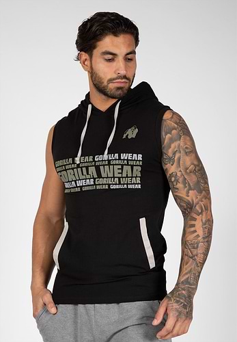 Canotta Con Cappuccio Gorilla Wear Lawrence - Dark Green, 100% Cotone - Foto 3