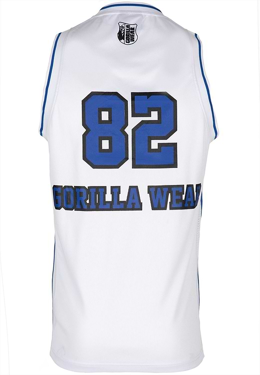 San Mateo Jersey Tank Top - White/Blue - 2XL Gorilla Wear