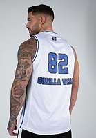 San Mateo Jersey Tank Top - White/Blue - 2XL Gorilla Wear
