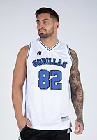 San Mateo Jersey Tank Top - White/Blue - 2XL Gorilla Wear