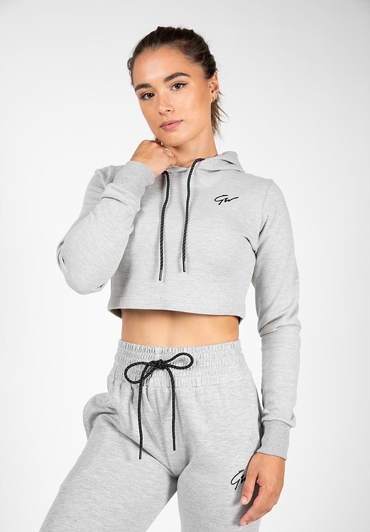 Pixley Crop Top Hoodie - Gray - XS Gorilla Wear