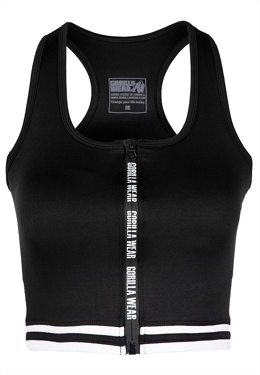 Mesa Zip Front Crop Top - Black - XS Gorilla Wear