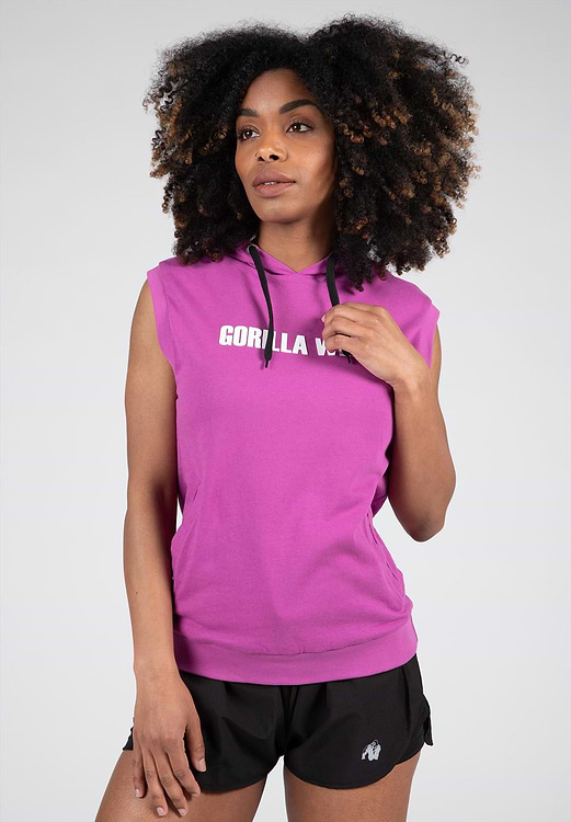 トップス VIAVANDA DISTORTION HOODIE TANK TOP Virginia Sleeveless Hoodie - Fuchsia - XS Gorilla Wear