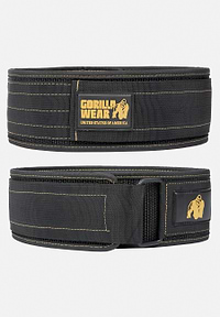 Gorilla Wear 4 Inch Nylon Lifting Belt - Black/Gold - S/M