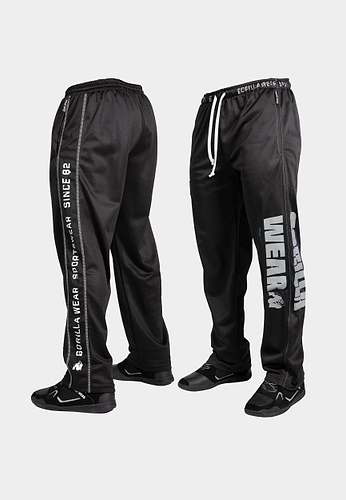 ウェア domingo POLY STRETCH MESH LONG PANTS L Logo Mesh Pants - Black - L/XL Gorilla Wear