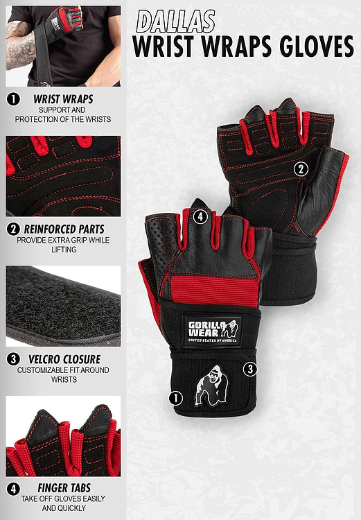 Gants D'entraînement Ocelot Avec Poignets Ajustables - Noir, Taille XL | Mousse ERGO-FOAM, Demi-doigt, Respirant - 4