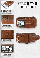Ceinture de levage en cuir rembourré Gorilla Wear 4 - Noir - S/M