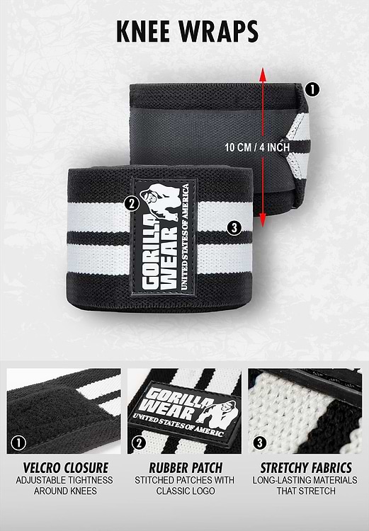 Knee Wraps - Gray/Black - 200CM Gorilla Wear