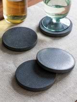 Set of 4 Round Marble Coasters - Black