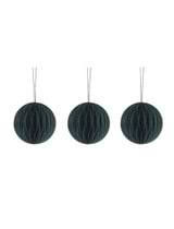 Set of 3 Maddox Round Baubles - Forest Green