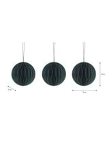 Set of 3 Maddox Round Baubles - Forest Green