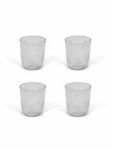 Set of 4 Northmoor Ribbed Tumblers - Clear - Short