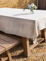 Oaksey Checked Tablecloth - Natural - 140 x 230cm