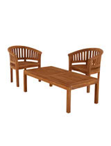 Bibury Teak Coffee Table with 2 Crummock Chairs 135cm x 70cm