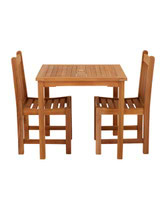 Marbrook Teak Table with 2 Malvern Side Chairs 80cm x 80cm