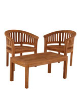 Bibury Teak Coffee Table with 2 Crummock Chairs 100cm x 50cm