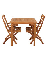 Marbrook Teak Table with 2 Wenlock Carver Chairs 80cm x 80cm